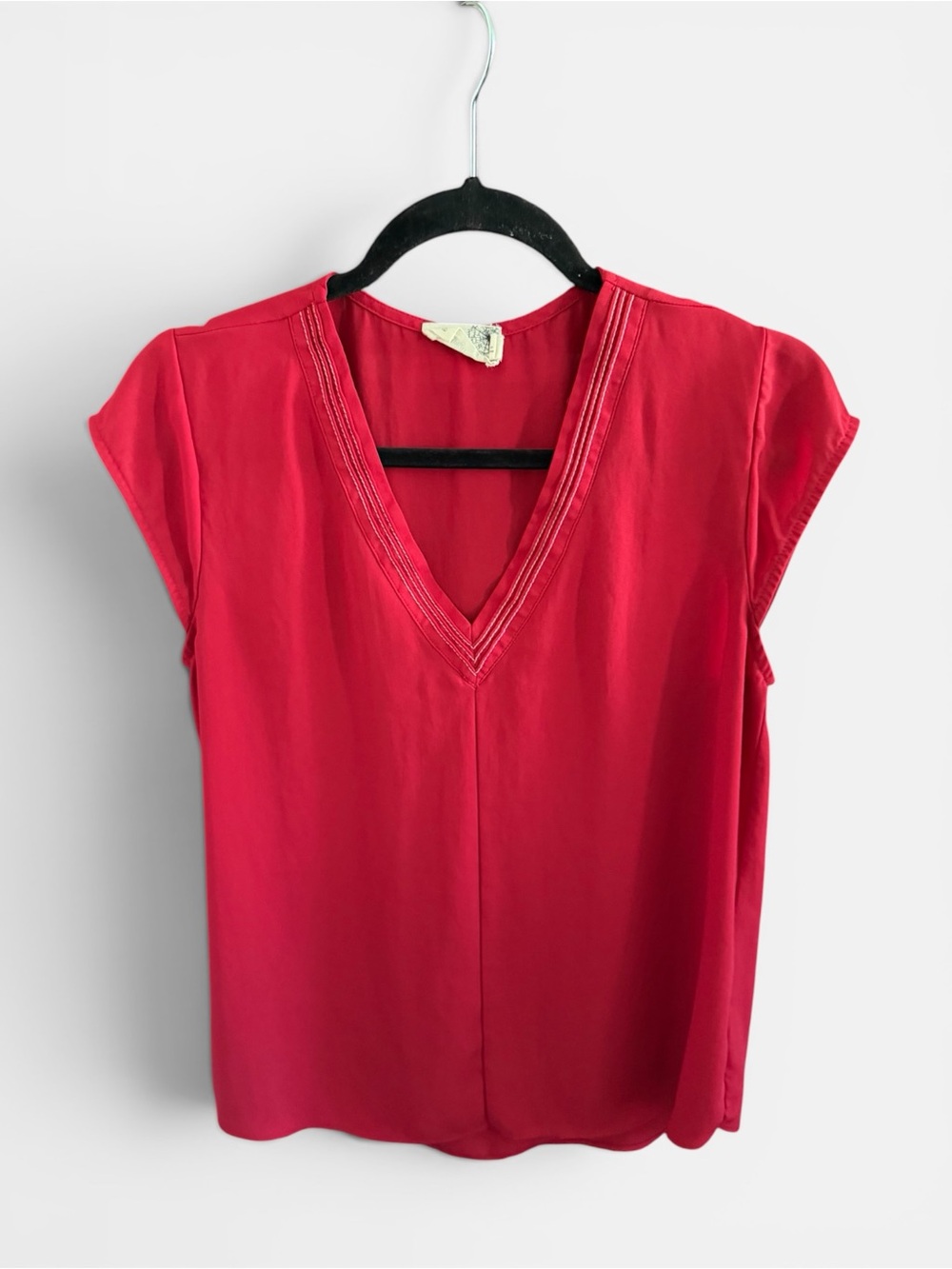 everleigh Red V-Neck Cap Sleeve Blouse